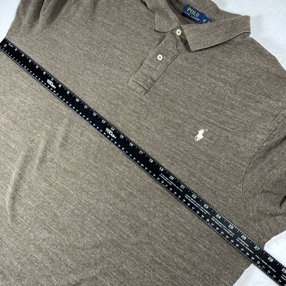 Polo Ralph Lauren Men’s 2XB‎ Brown Long‑Sleeve Cotton Polo Shirt - Picture 11 of 13